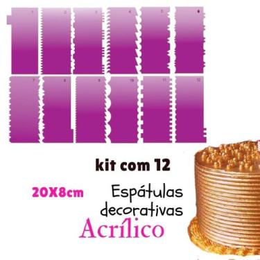 Imagem de Kit 12 espátulas decorativas para bolo 20x8 cm confeitaria  es2 - conf
