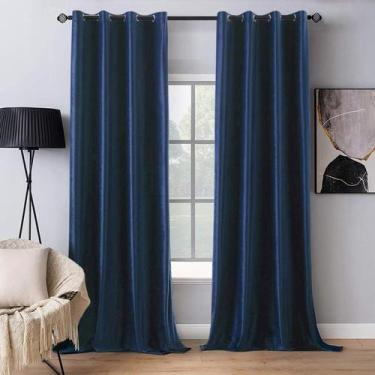 Imagem de Cortinas MIULEE Blackout Velvet, 2 painéis, 132x244cm, azul royal