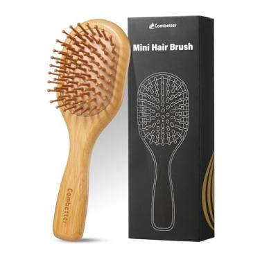Imagem de Combetter Mini escova de cabelo de bambu para crescimento do cabelo – Escova de massagem para couro cabeludo para mulheres, homens e crianças para todos os tipos de cabelo, para viagens, escova de