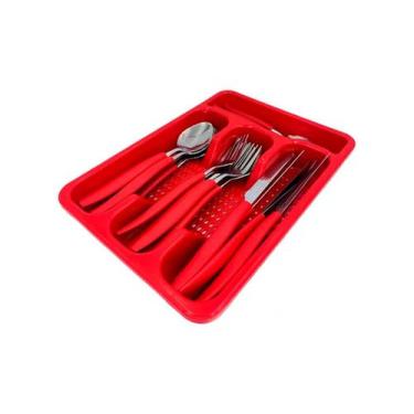Imagem de Conjunto Talheres 24 Peças De Inox e Cabo de Plástico Com Organizador 