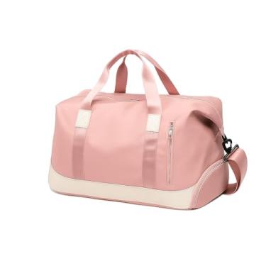Imagem de Bolsa De Mão Mala Viagem Academia Feminina Masculina Super Grande, Compartimentos Com Zíper, Espaço Para Tênis Ou Roupas Sujas Alça Removível Modelo Transversal Bordo Poliéster (Rosa Claro)