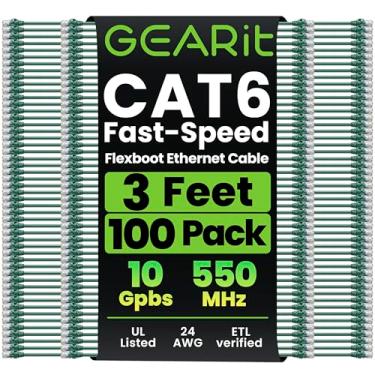 Imagem de GearIT Cabo Cat6 de 0,9 m (pacote com 100) - Cabo Ethernet Cat6, Cabo Ethernet Cat 6, Cabo Patch Cat 6, Cabo Cat 6, Cabo de rede, Cabo de Internet - Verde 3 Pés