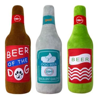 Imagem de Brinquedo de pelúcia para cães barulhentos – Brinquedo de mastigar interativo em forma de cerveja para cães pequenos/médios/grandes, brinquedos engraçados de pelúcia, ideal para brincadeiras em casa e