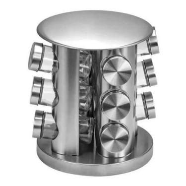 Imagem de Porta Tempero Giratório Inox 12 Potes - Futuro Casa, Inox