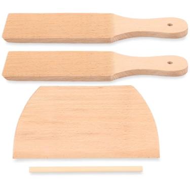 Imagem de UKQRRTC Conjunto de tábua de massa, conjunto de ferramentas para fazer massa de madeira, conjunto de pá de manteiga portátil, conjunto de tábua de nhoque confiável, rolo de massa para cortador de