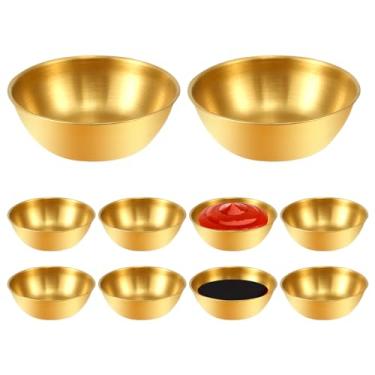 Imagem de KHZSPP Tigela de pires de aço inoxidável dourada de 8,2 x 2,7 cm, portátil, pode ser lavada na lava-louças para casa e restaurante, para pequenas porções, condimentos, preparação, acompanhamento