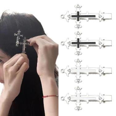 Imagem de Clipes de cabelo Ancnoz Cross Halloween Goth Women Girls, conjunto de 