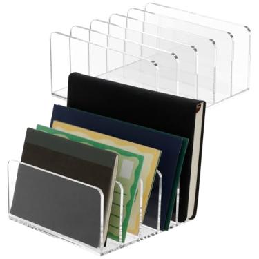 Imagem de ZFLYCANP Suporte de arquivo de acrílico, classificador de arquivos transparente, suporte de correio para envelopes, papel-carta, caderno, eletrônicos (2 peças)
