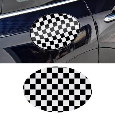 Imagem de TOMALL Decalque de tanque de gasolina compatível com Mini Cooper F54 adesivo de almofada de tanque de combustível bandeira do Reino Unido padrão quadriculado decalque decalque tampa de gás capa