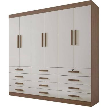 Imagem de Guarda Roupa Mônaco Plus Castanho Off White 6 Portas 12 Gavetas D?doro