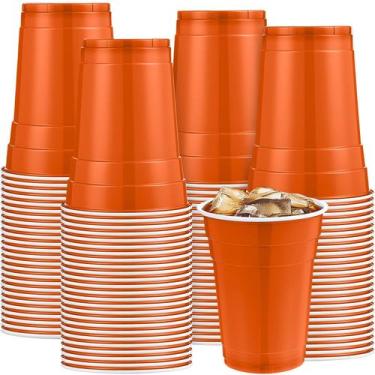 Imagem de Copos de plástico Mimorou, pacote 200, 480 ml, laranja descartável