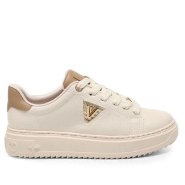 Imagem de Tênis Feminino Via Marte Flatform Strass Off White/Dourado, Off white,