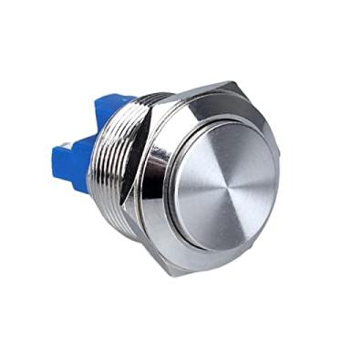 Imagem de DMWD 1 pacote com 22 mm de altura cabeça redonda trava metal interruptor de botão impermeável 7/20.3 cm furos de montagem terminais de parafuso 250V 5A 1NO