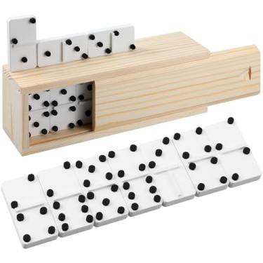 Imagem de Simgoing Braille Double 6 Dominoes Game Wooden Raised Dots Dominoes Set, 28 Piece Braille Game Set with Storage Box for The Blind and Visually Impaired