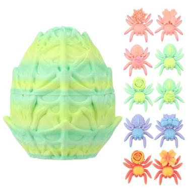 Imagem de FALESOUL 10 peças de estatuetas articuladas impressas em 3D de animal aranha com desenhos exclusivos e divertidos, inclui ovo misterioso modelo estátua de 5 cm, decoração legal de brinquedo para