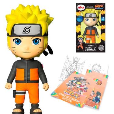 Imagem de Boneco Naruto Uzumaki Chibi Figuras de Ação Colecionavel 14cm e Revist
