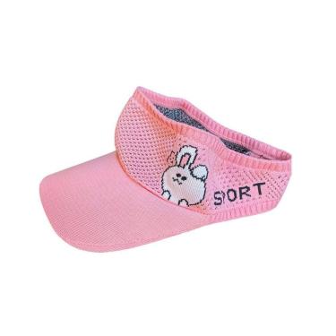 Imagem de Boné Viseira Infantil Rosa Tricô Elástico Praia 5 Unidades