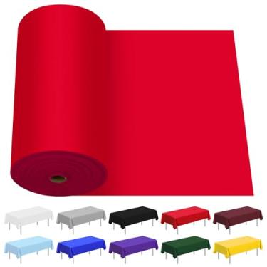 Imagem de CC-SLZP Toalha de mesa de plástico, 1,5 m x 137 cm, toalha de mesa de plástico premium descartável para piquenique, festa, banquete, aniversário, casamento, aniversário (vermelha)
