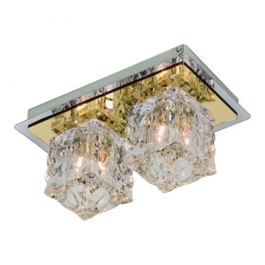 Imagem de Plafon 219x125mm 2 Luzes Frost Gpft2102dopf Bronzearte Dourado