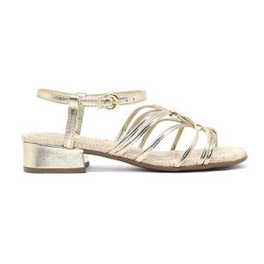 Imagem de Sandália Feminina Ramarim Salto Baixo, Ouro, 36
