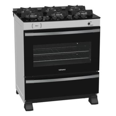 Imagem de Fogão a Gás Maxi Vítreo 6Q Branco Venax, Bivolt