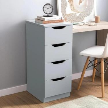Imagem de Mesa De Cabeceira Para Quarto Escritório 4 Gavetas Branco Multivisão, 