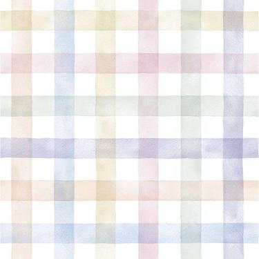 Imagem de Papel de Parede Adesivo Xadrez Aquarela Autocolante para Quarto Sala C