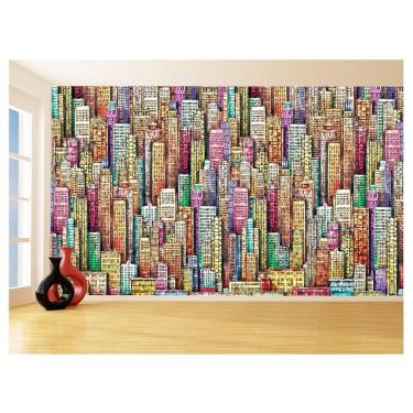 Imagem de Papel De Parede Cidade Arte Prédios Coloridos 3,5M Ncd378