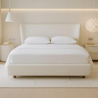 Imagem de Cama Japonesa com Cabeceira Corea Seo King material sintético Off Whit