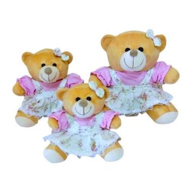Imagem de Ursa Pelúcia Jardineiras Rosa 3 un - Shoppingnet