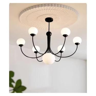 Imagem de Lustre de vidro estilo nórdico decoração de casa elegante iluminação interna luz de vela lustre dourado