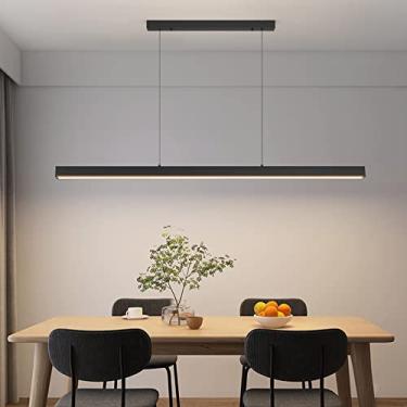 Imagem de Luminária pendente moderna de cozinha de 120 cm, luminária pendente linear moderna para jantar com controle remoto (sem pilhas) Luminária pendente ajustável de 10% a 100% para restaurante e