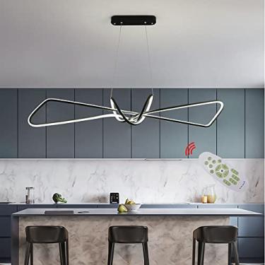 Imagem de Luminária pendente LED moderna para mesa de jantar, luminária suspensa para sala de estar, regulável, altura ajustável, design criativo, luminária suspensa de acrílico com controle remoto, l