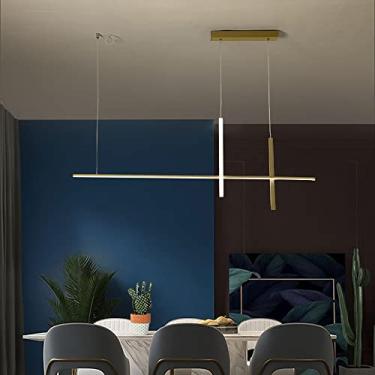 Imagem de Lustre fino moderno para ilha de cozinha Luminária pendente linear para escritório Área comercial Sala de estudo Lâmpada de tira longa Lâmpada suspensa elegante
