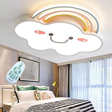 Imagem de Luminária de teto LED moderna para quarto de crianças, luminária de teto com desenho animado em arco-íris e nuvem, lustre para quarto, simples, moderno, para meninos e meninas, decoração de
