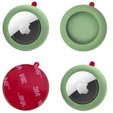 Imagem de echinff Capa de silicone com adesivo forte 3M, pacote com 4 capas protetoras para Apple Air Tags para colar na TV, fones de ouvido remotos, bagagem, laptop, câmera, bicicleta