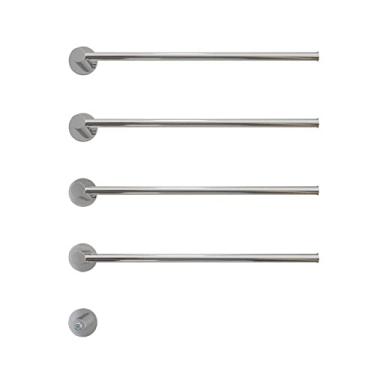 Imagem de Aquecedor de toalha de banheiro e escorredor, toalheiro aquecido de aço inoxidável, 3/4/5 varões para montagem na parede, termostato inteligente de 45 °C. (4 polos prateados)