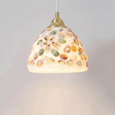 Imagem de YQSLQZZ Lustre de vidro boêmio, luminária pendente de ilha de cozinha vintage japonesa, acima da mesa de jantar, luzes de teto suspensas, para sala de estar, quarto, corredor