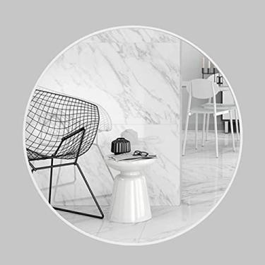 Imagem de Espelho de banheiro montado na parede, espelho de parede redondo, espelho de banheiro de alumínio, espelho de penteadeira de quarto, para sala de estar, quarto, banheiro, espelho de decoração de