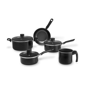 Imagem de Jogo de Panelas Ebony Preto Antiaderente Pro-Flon 5 Peças - Brinox 7190/400