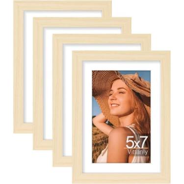 Imagem de Porta-retratos Vittanly 13x18cm, conjunto de 4 madeiras naturais clara