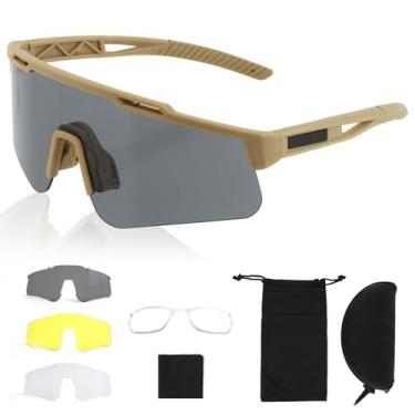 Imagem de FOCUHUNTER Óculos táticos para airsoft antiembaçamento, com 3 lentes intercambiáveis, óculos táticos para tiro, proteção UV400 (armação cáqui)