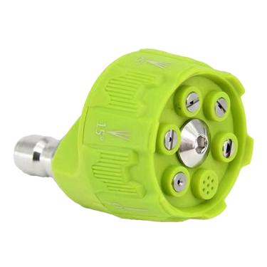 Imagem de Pilipane Bocal de lavagem a pressão ajustável de alta pressão 3000psi 6 em 1 bocal de pulverização com conector rápido de 1/4 polegada para limpeza de carros, casas, quintais, aço inoxidável verde