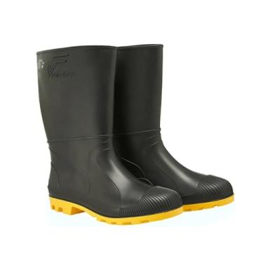 Imagem de Bota de PVC Preta Sola Amarela Galocha Impermeável Antiderrapante Motoqueiros Jardinagem Agronegócio Construção Civil (PRETA E AMARELA, PADRAO, BR, Adulto, Numérico, 40)