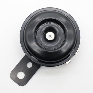 Imagem de LVEE Buzina de motocicleta DL70 universal à prova d'água, redonda, alta, 12 V, 1,5 A, 105 db, buzinas elétricas pequenas para motocicleta, quadriciclo, scooter, UTV, bicicleta suja, ebike (preto)