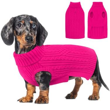 Imagem de AOFITEE Suéter de cachorro pequeno, suéter de cachorro PP suéter de filhote de cachorro menina menino, suéteres de Natal para cães de gola rolê, moletom para animais de estimação quente XSmall roupas