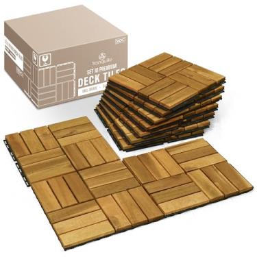 Imagem de Tranquillo Conjunto de 10 azulejos de deck premium - padrão cruzado - dourado