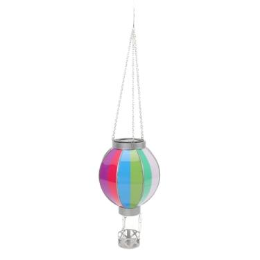 Imagem de Pilipane Lanterna solar com balão de ar quente, luz decorativa para pendurar com suporte de vela para jardim, quintal, acampamento, ferro, material de várias cores, tamanho grande