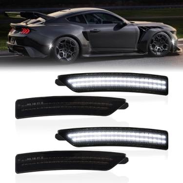 Imagem de DERMOKA Luzes de LED laterais refletores de luz de sinal de estacionamento para Ford Mustang S650 Gen7 2024-2025, lente fumê 4 peças (branco)
