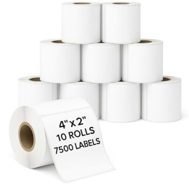 Imagem de Etiquetas térmicas diretas EpicRise 10.2 cm × 5.1 cm; adesivos de código de barras fortes, perfurados e resistentes a manchas, livre de BPA; compatível com Zebra 2844 ZP-450 ZP-500 ZP-505, Rollo